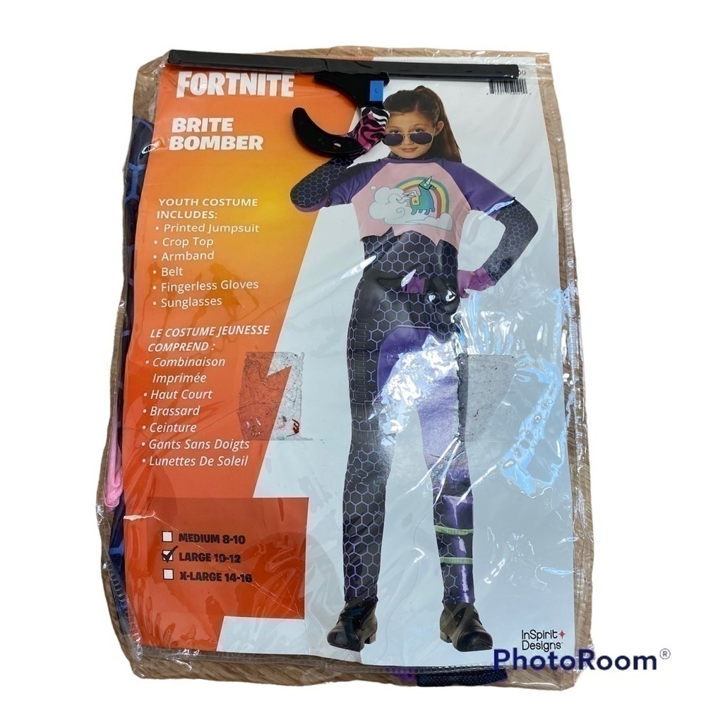 Fortnite Brite Bomber Costume Sz Large Kids 10-12 Children Girls Halloween